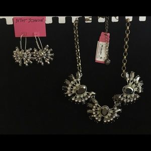 Betsey Johnson Crystal Necklace & Earring Set
